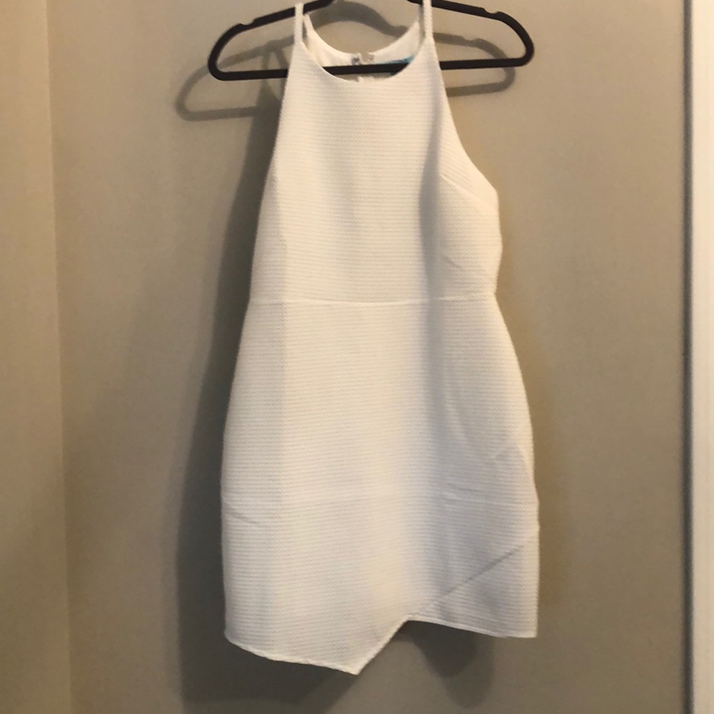 She + Sky White Asymmetric Hem dress